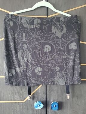 Killstar Black Gothic Skeleton Mini Skirt with Garter Straps